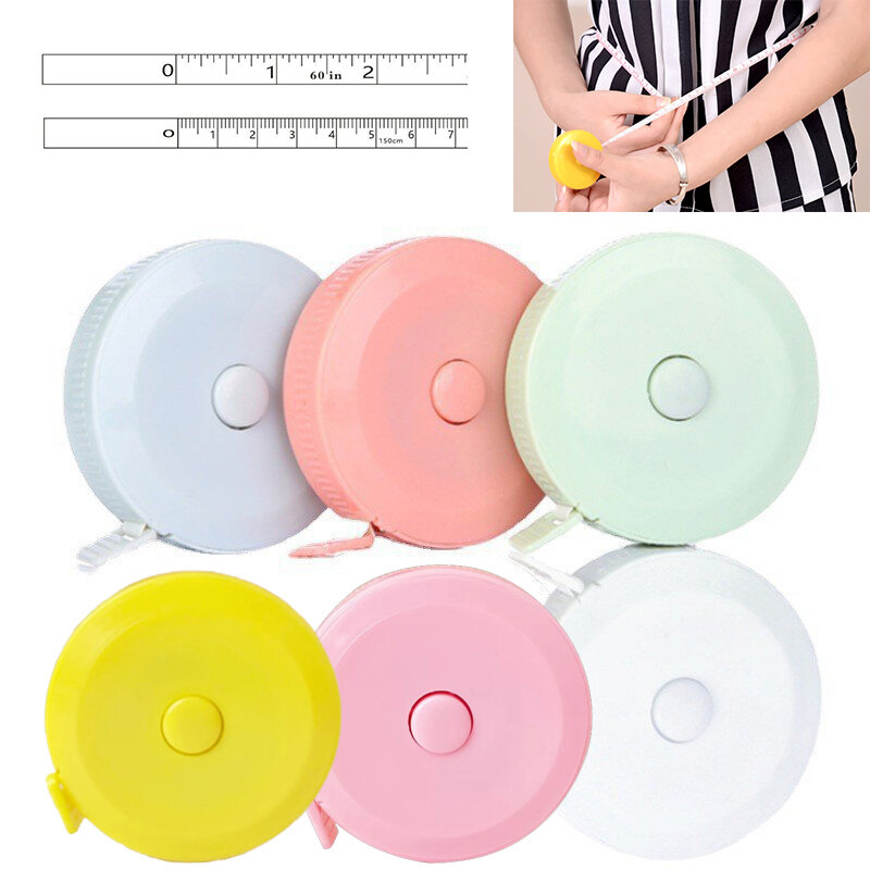 Mini Round Three Circumference Measuring Ruler Self Retracting Tape Measure Double Scale Body Sewing Flexible Measurement Ruler