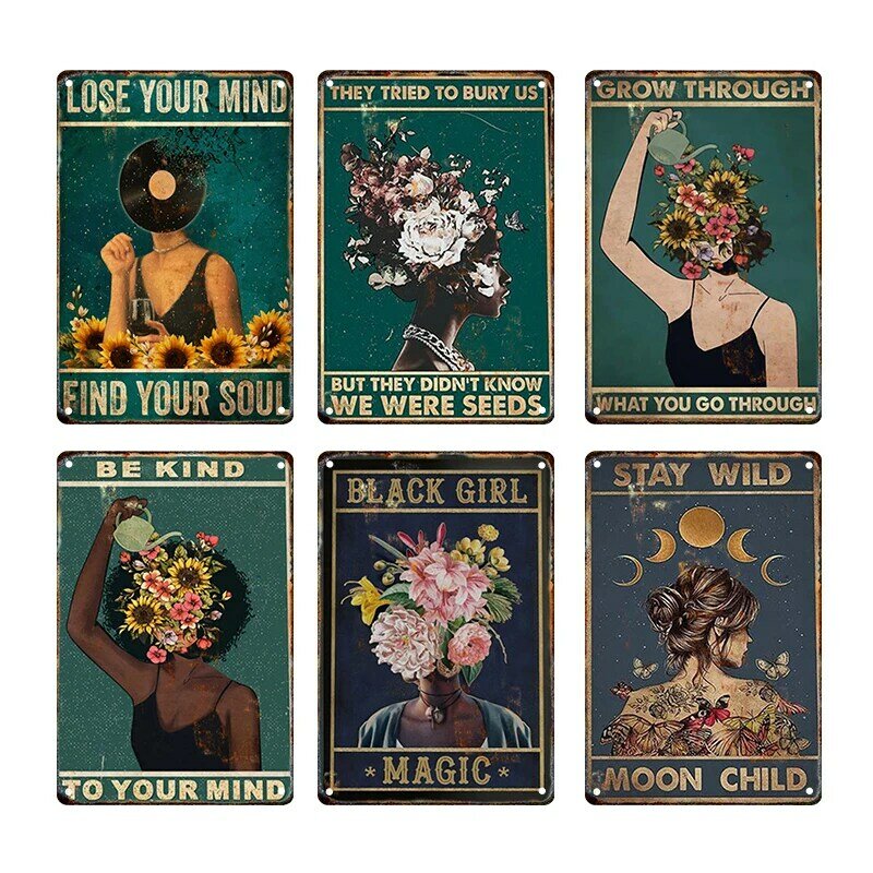 Lose Your Mind Find Your Soul Music Tin Sign Retro Nostalgic Metal Poster Inspirational Quote Art Prints Vintage Girls Decor