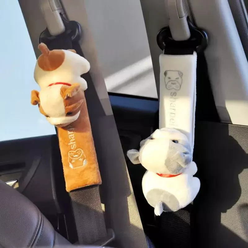 Boneca bonito Cinto de carro Cinto de almofada de pelúcia recheado Travesseiro de viagem animal Cinto de segurança do carro Pet Protect Brinquedo de ombro para crianças
