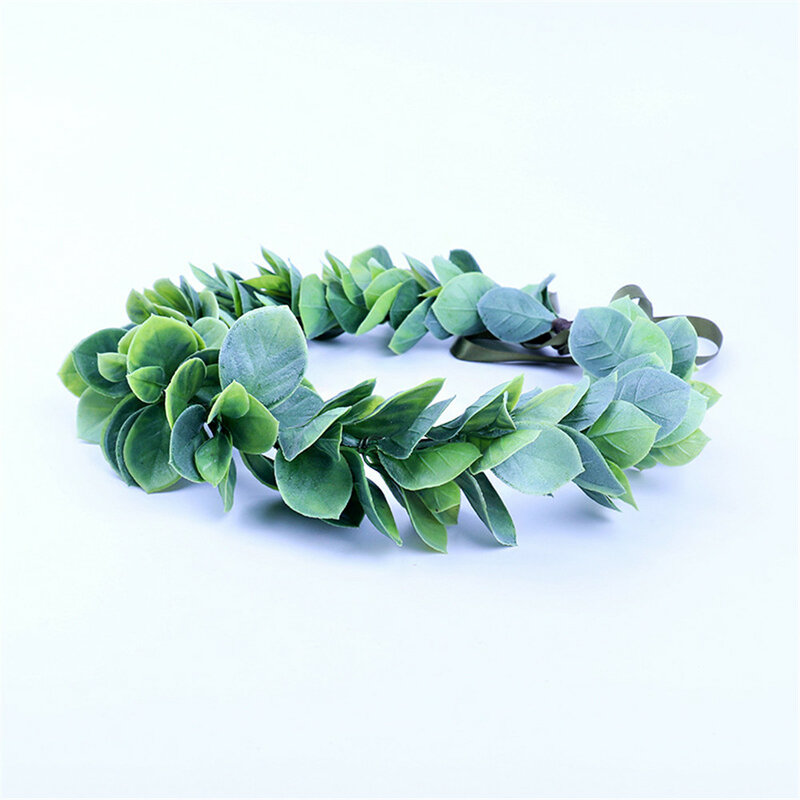 Neue Grüne Pflanze Kranz Frische Braut Kopfschmuck Einfache Grüne Blätter Kranz Frauen Haar Hoop Prinzessin Hochzeit Strand Haar Band