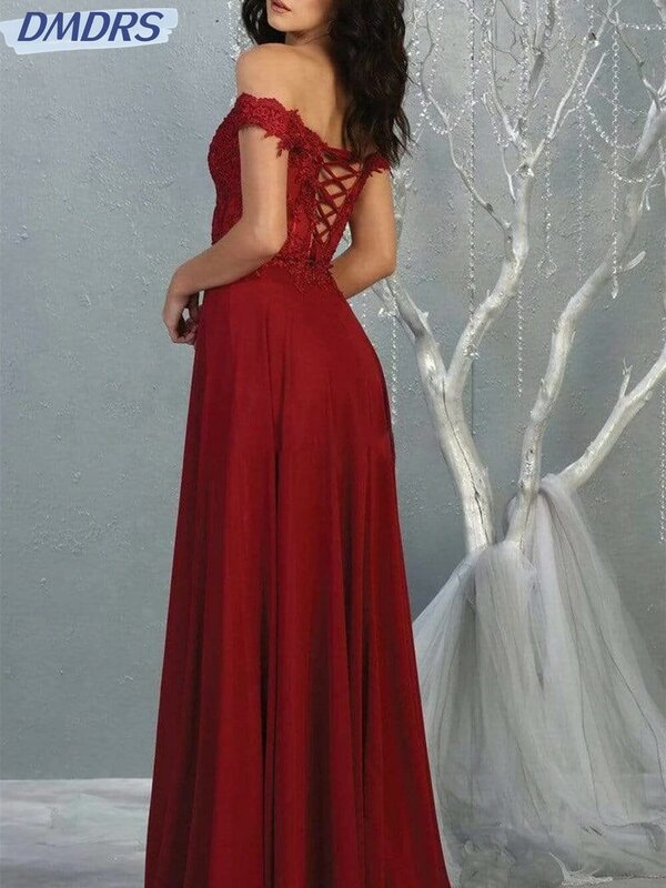 Charmante Chiffon A-Linie Ballkleid 2024 elegante Spitze Abendkleider klassische Kurzarm boden lange Kleider vestidos de novia