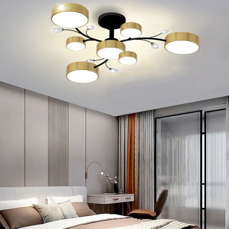 Lampadario moderno a soffitto per interni/lampada a sospensione a led soggiorno sala da pranzo ristorante cucina lampadari a isola (oro + grigio)