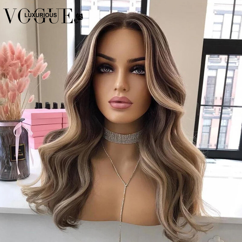 Highlight Ash Blonde Body Wave Glueless Closure Human Hair Wigs 13X4 Transparent Lace Frontal Wig Brazilian Remy Pre Plucked