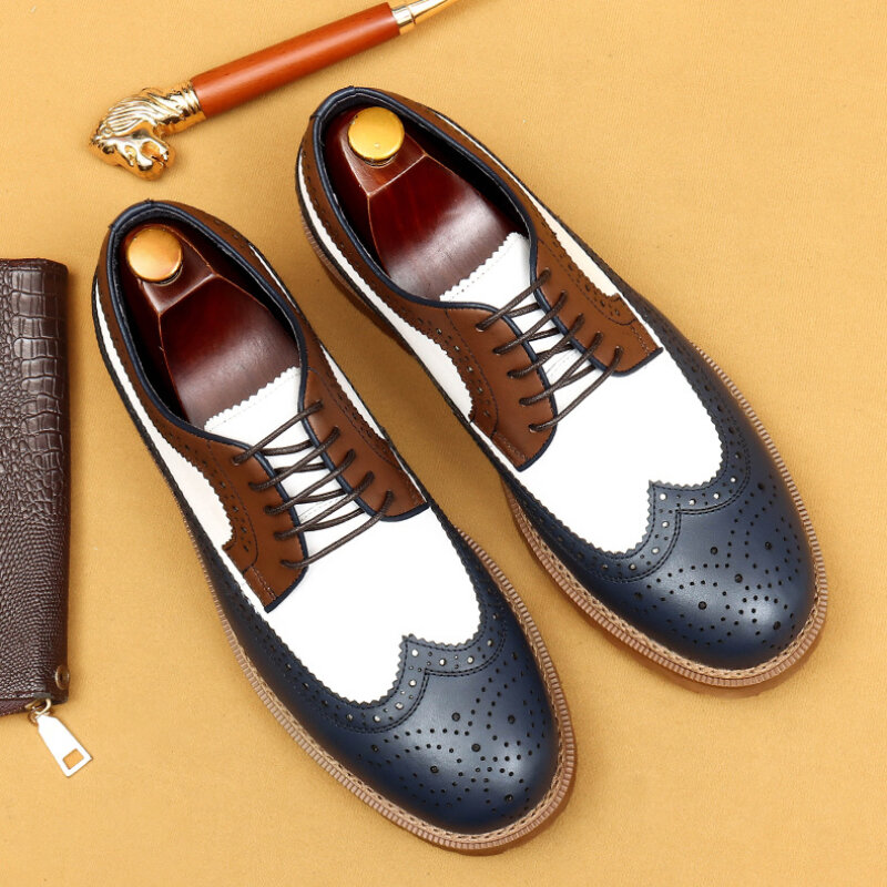 Italienische Herren formelle Schuhe Luxus echtes Leder Designer neue handgemachte bequeme Qualität Hochzeit soziale Brogues Schuhe Mann