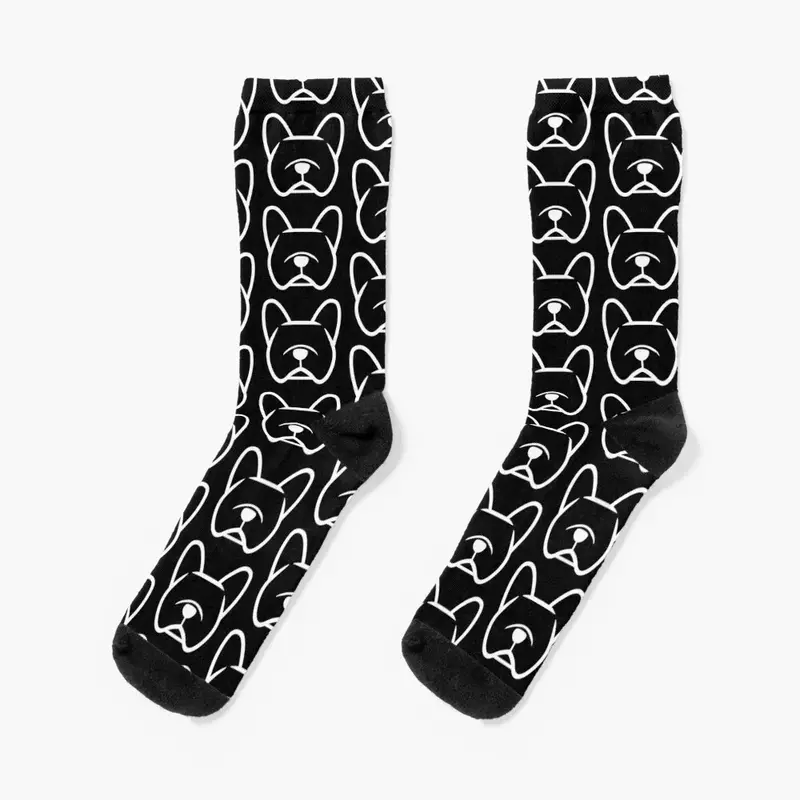 Носки с наклейками в виде французского бульдога, бело-белые носки в стиле хип-хоп для мужчин и женщин