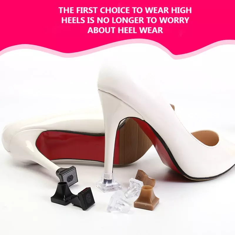 High Heels Shoe Covers Square TPU/PVC Material Soft Damping Heel Protector Silencer Non-slip Heel Protector for Women Shoes