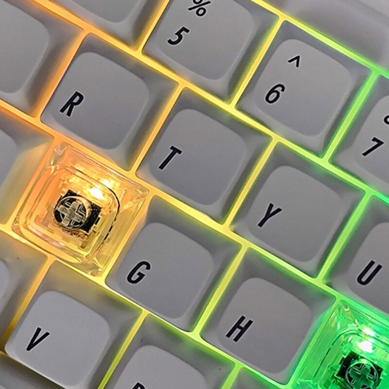 Y1UB 1.75u XDA Keycaps branco para jogos cristal transparente para teclado Mecânico