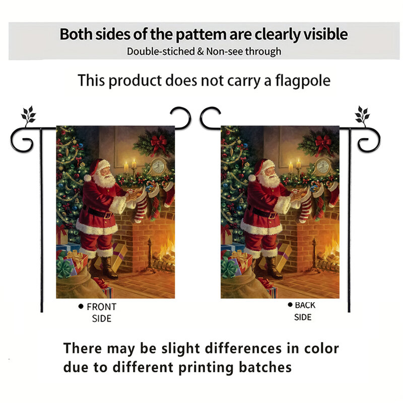 1pc Warm Snowman Cow Pattern Double sided Printed Garden Flag, Christmas Farm Courtyard Decoration Excluding Flagpoles