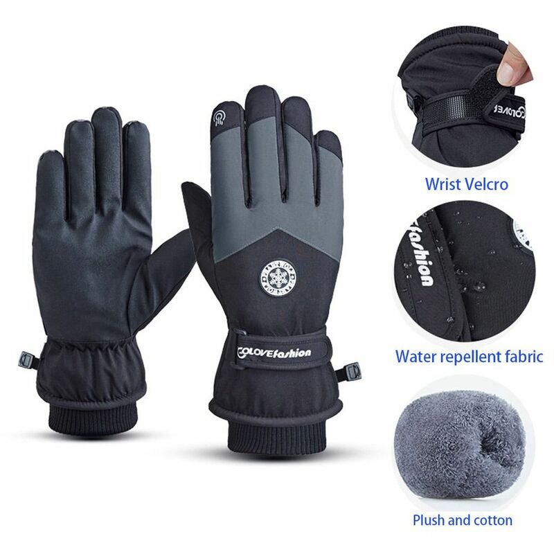 Guanti da equitazione invernali in pile Touch Screen antiscivolo guanti da sci guanti da neve in pelle PU