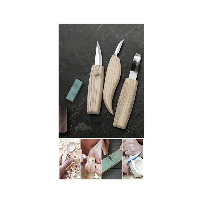 5Pcs Wood Carving Knife Chisel Woodworking Cutter Hand Tool Set Peeling Woodcarving Sculptural Spoon Carving Cutter