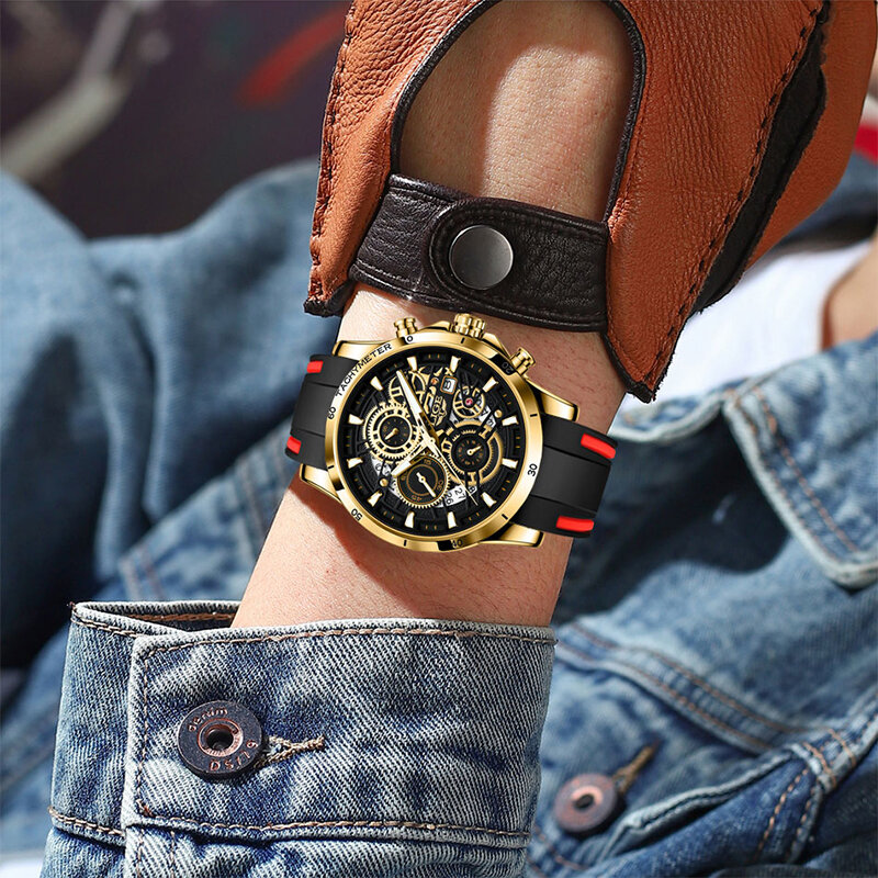 Luik Nieuwe Militaire Horloges Voor Mannen Luxe Sport Chronograph Horloge Waterdicht Quartz Grote Klok Creatieve Mannelijke Horloge Silico