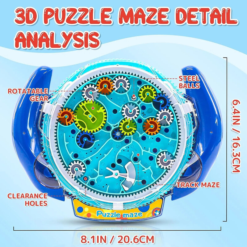 Kreatif 3D Puzzle gigi lucu labirin Disk roda gigi keseimbangan bola labirin piring IQ teka-teki pendidikan ABS mainan untuk anak-anak