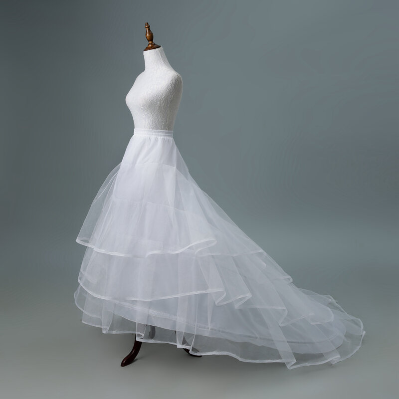 Anágua branca/preta para o vestido de noiva, 2 aros com trem, acessórios do vestido do casamento