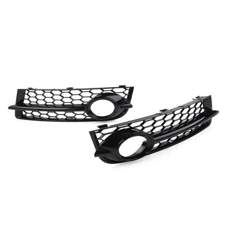 1 Pair Glossy Black Car Fog Lamp Grille For Audi TT 8J 2006-2014 Front Bumper Honeycomb Mesh Light Cover Exterior Accessories