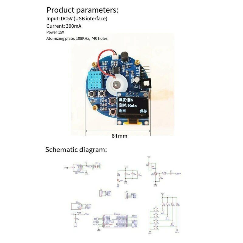 Atualizado Fogger e Driver Kit, USB Umidificador Circuit Board, STG Controlado Umidade Timing, DIY Soldado
