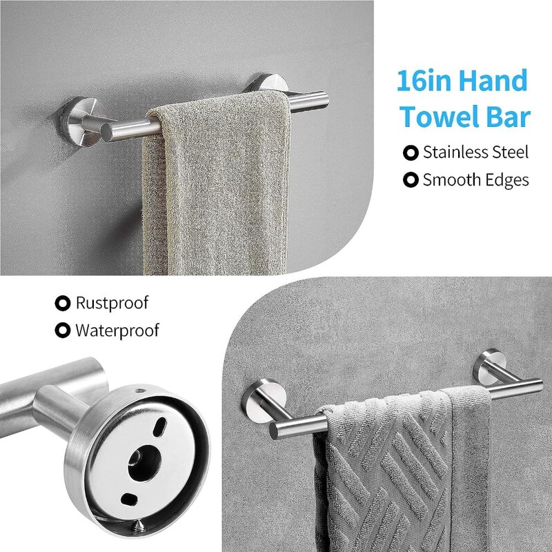 10PCS Brushed Nickel Bathroom Hardware Set, Bathroom Accessories Set Include 24&16 inch Towel Bar, Robe Hook