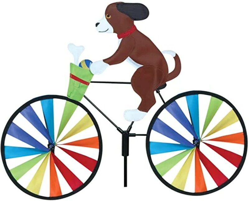 Cat Dog on Bike DIY Windmill 3D Animal Bicycle Wind Spinner Whirligig Garden Lawn Decorative Gadgets Kids Outdoor Toys