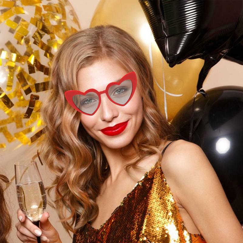 Okulary przeciwsłoneczne w kształcie serca dla kobiet ochrona UV okulary w stylu Retro Oversized Love Shape okulary moda ochrona UV przezroczyste