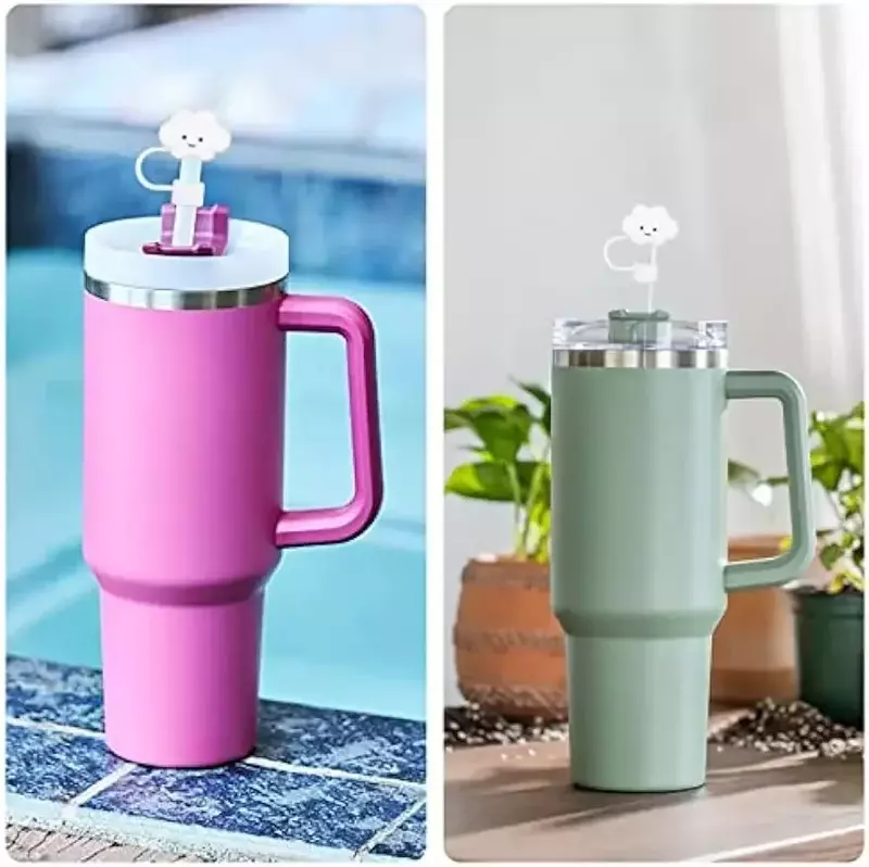 3 Pack Compatible with Stanley 30&40 Oz Tumbler, 10mm Cloud Shape Straw Covers Cap, Cute Silicone Cloud Straw Covers
