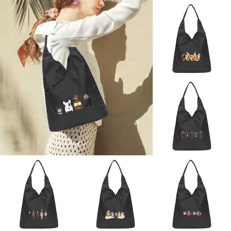 Składana torebka torby na ramię przenośne modne etui Harajuku odporne na rozdarcie torba na zakupy wielokrotnego użytku eko-torby z nadrukiem z kreskówek