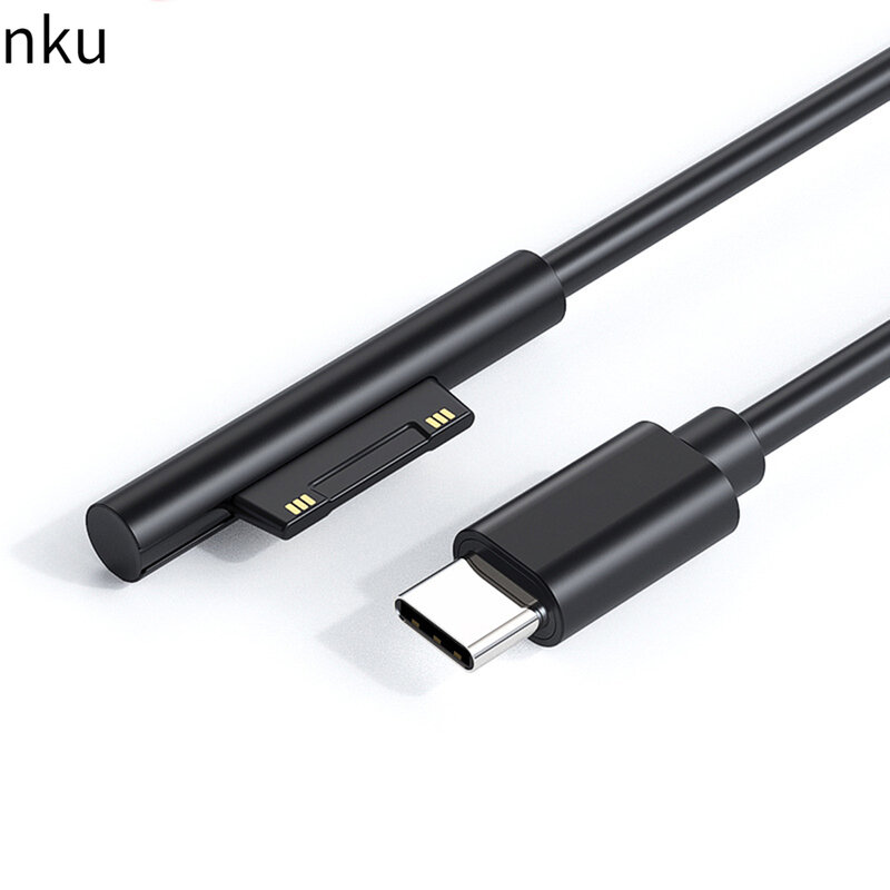 Nku rodzaj USB-C Tablet 15 v3a kabel ładujący działa z adapterem ładowarka PD 65W kompatybilny z Surface Pro 7/6/5/4/3 Book/Book2
