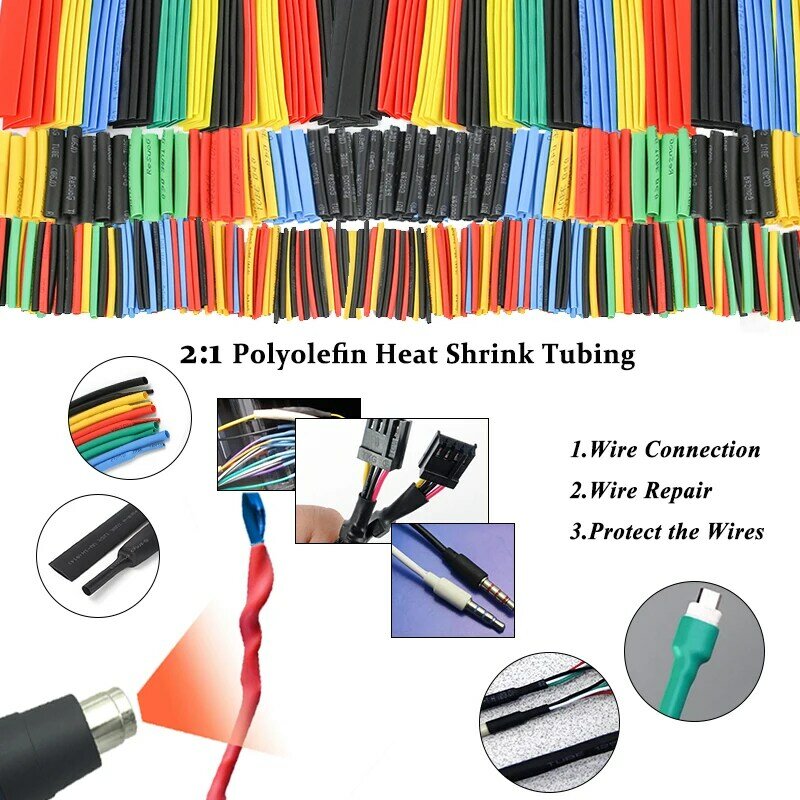 Thermoresistant Tube Heat Shrink Wrapping KIT, Termoretractil Heat shrink tube Assorted Pack Wire Cable Insulation Sleeve 3:1