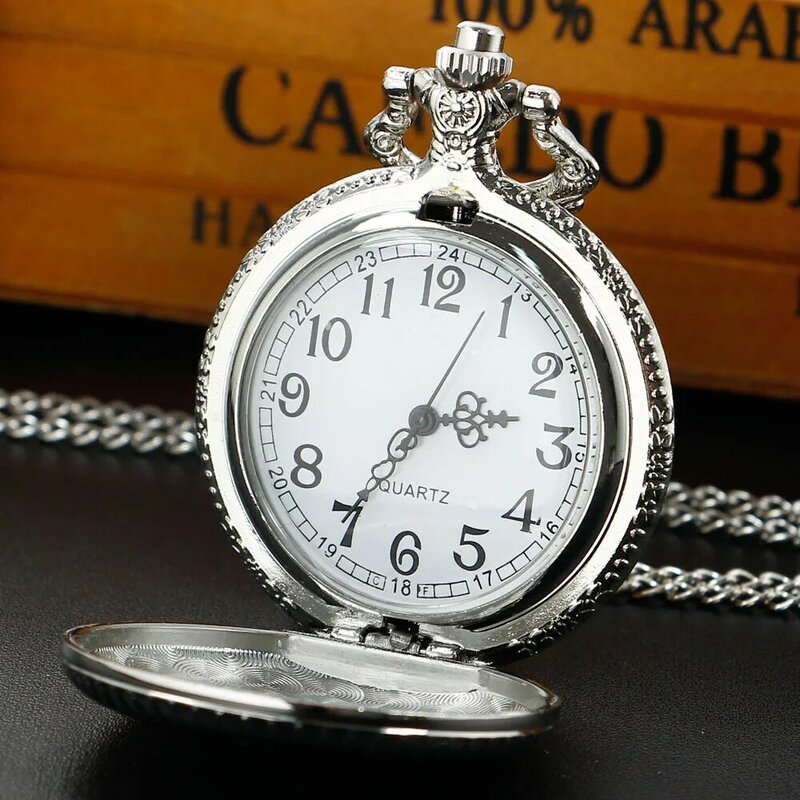 실버 골드 쿼츠 포켓 시계, 아라비아 숫자, 인기 장식 벨트 체인 펜던트 시계, 남녀공용 선물 기념품
