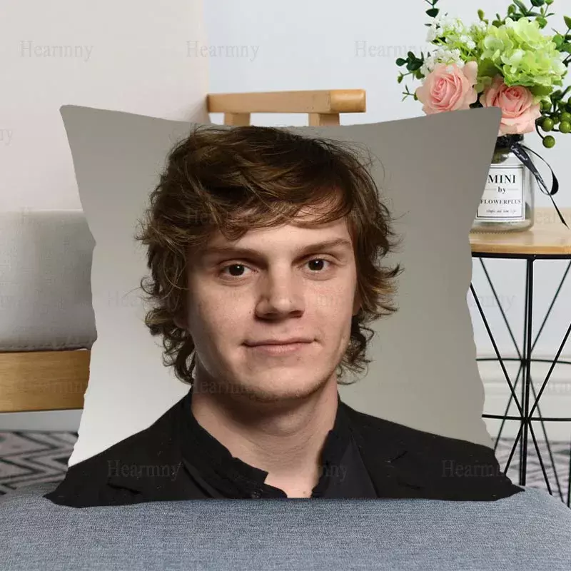 New Evan Peters Pillow Cover Bedroom Home Office Decorative Pillowcase Square Zipper Pillow Cases Satin Fabric Eco-Friendly 0509