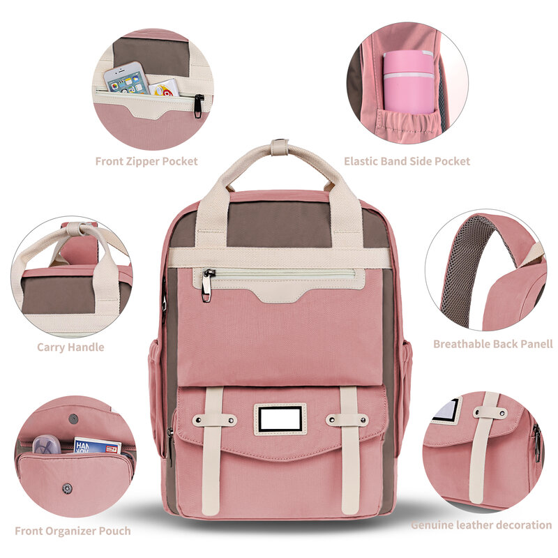 Fashion Casual Backpack Big Capacity Student Casual School Bag Daily Travel Bags Patchwork Color Shoulder Bag