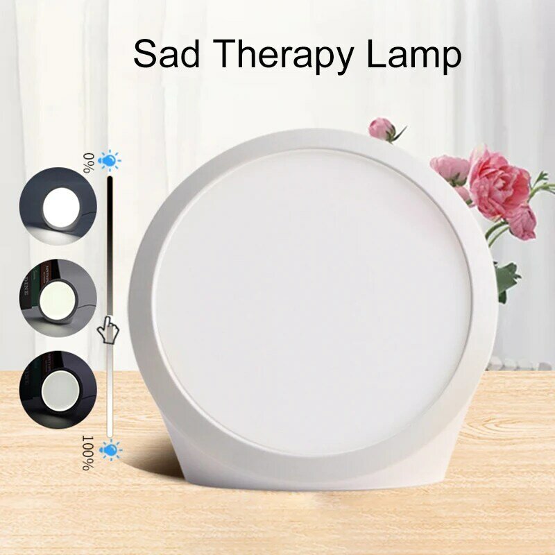 Lampu terapi cahaya sedih lampu LED bulat 10000Lux perawatan depresi lampu malam 3 warna Mode suhu waktu cerdas