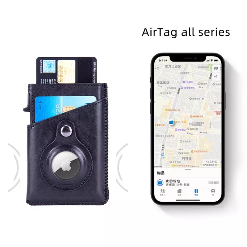 男性用の新しいデザインの財布,Apple Airtag用の合成皮革カードホルダー,カードホルダー,RFIDカードケース,2022