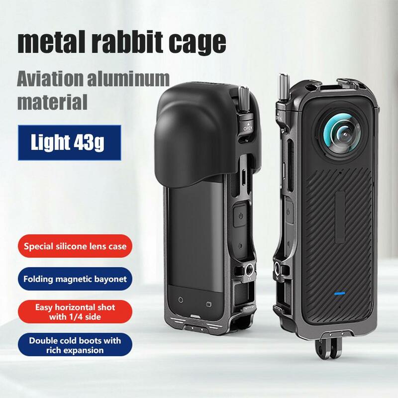Action Camera Protective Metal Rabbit Cage, Expansão protetora para Insta360 X4, Acc E1o3