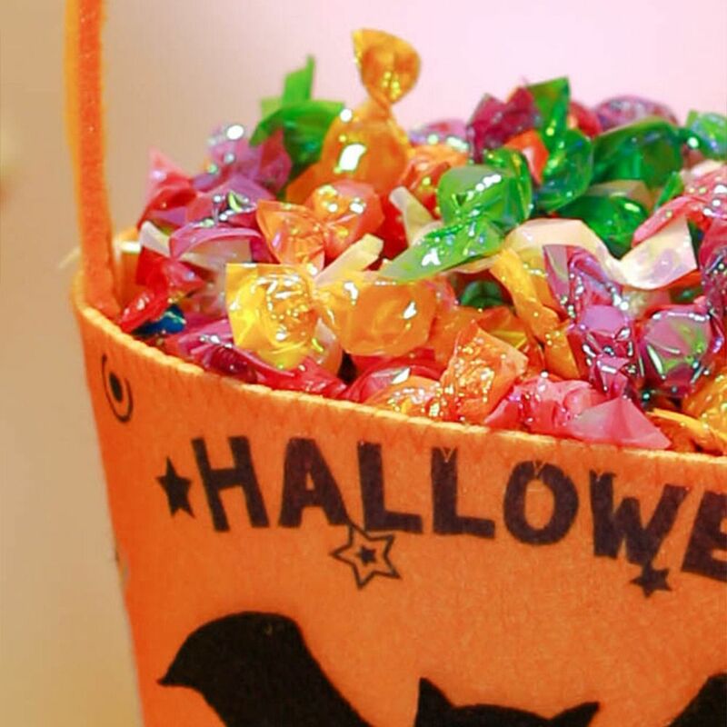 Sacchetto di caramelle di Halloween di grande capacità carino con manico dolcetto o scherzetto borsa di zucca Happy Halloween Day Loot Bag Kids