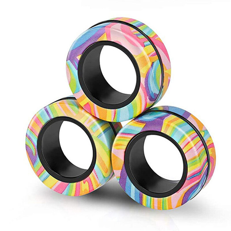 Colorful Magnetic Ring Rotating Fingertip Spinning Top Fidget Spinner Anxiety Stress Reliever Toys For Children Gifts