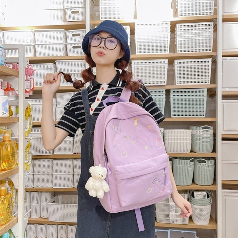 Schoolbag Student Backpack Fashion Nylon Waterproof Shoulder Bag Large Capacity College Backpack Students