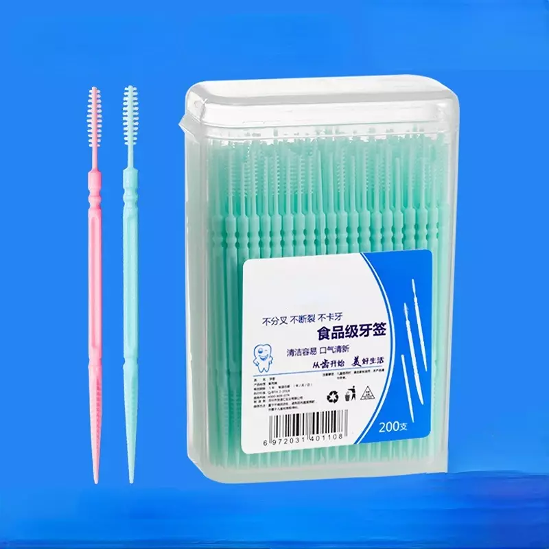 Interdental Silicone Brushes 200 Units Dental Toothpicks Brush Between Teeth Silicone Toothpicks With Thread Oral Cleaning Tools