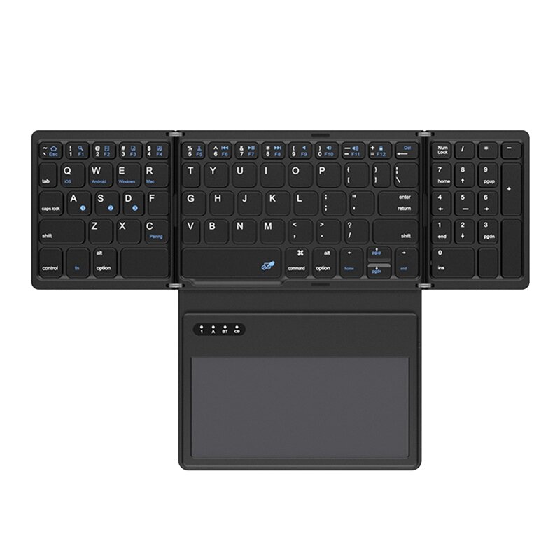 Teclado Bluetooth ABS con panel táctil, teclado plegable de bolsillo ultradelgado para IOS,Android,Windows, PC y tableta