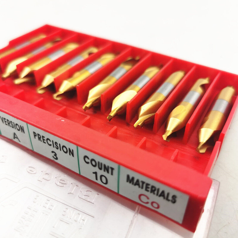 Bor pusat tipe A 0.5-10mm W6542 HSS berlapis titanium, digunakan untuk pengolahan logam pemosisian chamfer CNC mata bor bubut