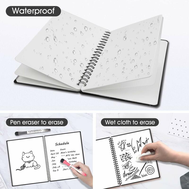 A4 Size Whiteboard Notebook Droge Wissen Boord Herbruikbare Notebook Vergadering Notebook White Board Met Pen Presentatie Benodigdheden