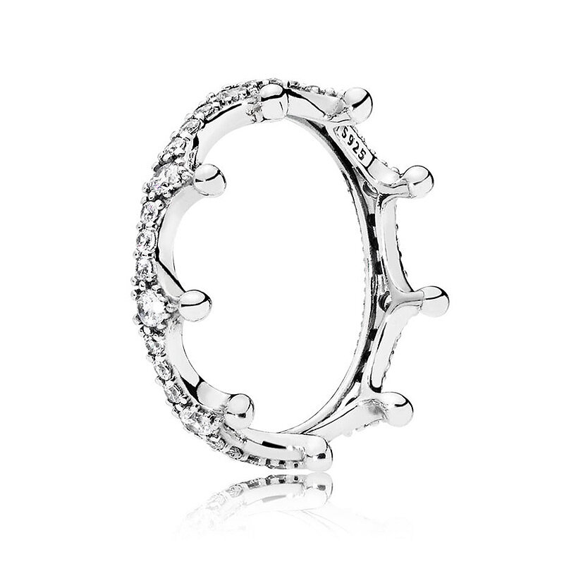 Grosir 925 Perak Eropa Cincin Tanda Tangan Hati Halo Musim Dingin Dongeng Tiara Mungil Bercahaya Daun Cincin untuk Wanita Perhiasan