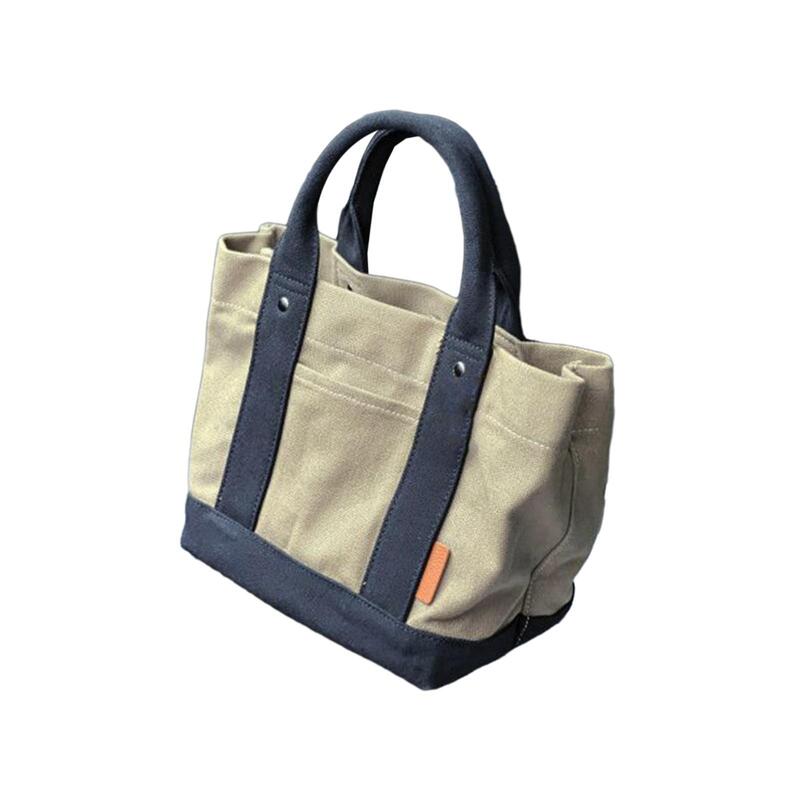Canvas Tote Bag Big Capacity Vacation Heavy Duty Purse Women Withexternal Pocket Multipocket Buckle Travel Bag Canvas Handbag