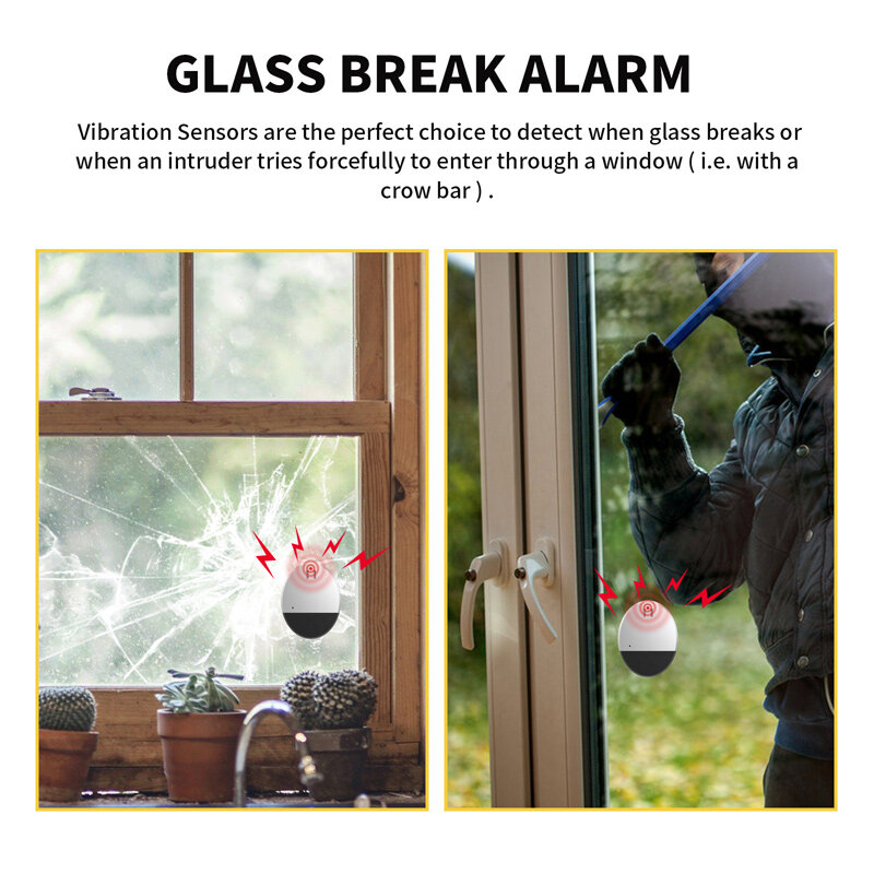 High-decibel Door and Window Alarm Detector Ultra-thin Vibration Induction Sensor Glass Break Alarm Hotel Safety Protection