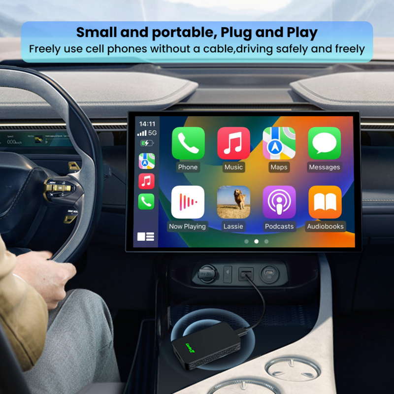 CarlinKit 5.0 CarPlay Android Auto Wireless Adapter Portable Dongle for OEM Car Radio with Wired CarPlay/Android Auto