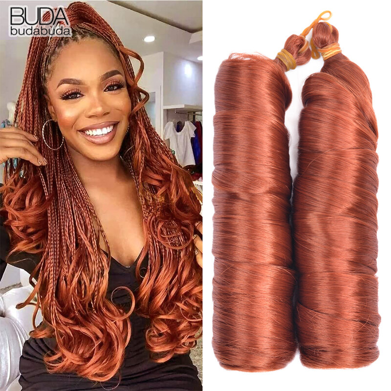 French Curls Braiding Hair Extensions Synthetic Curl Hair 24Inch Loose Wave Spiral Curl Crochet Hair Braids For Black Women buda