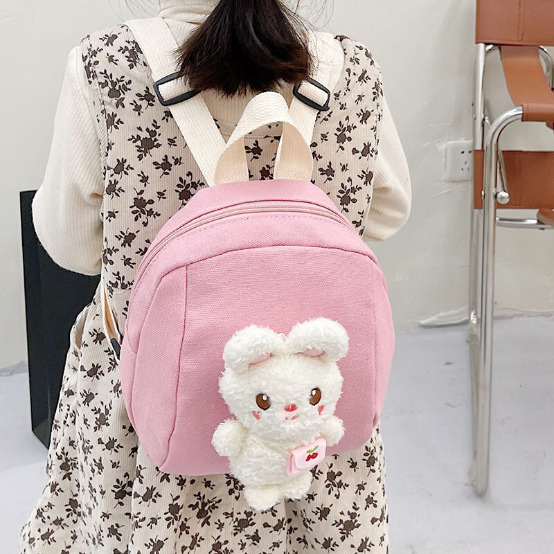 Новый велюровый школьный детский рюкзак с мультипликационным рисунком, Холщовый Рюкзак на молнии для девочек, модные сумки для девочек 2023