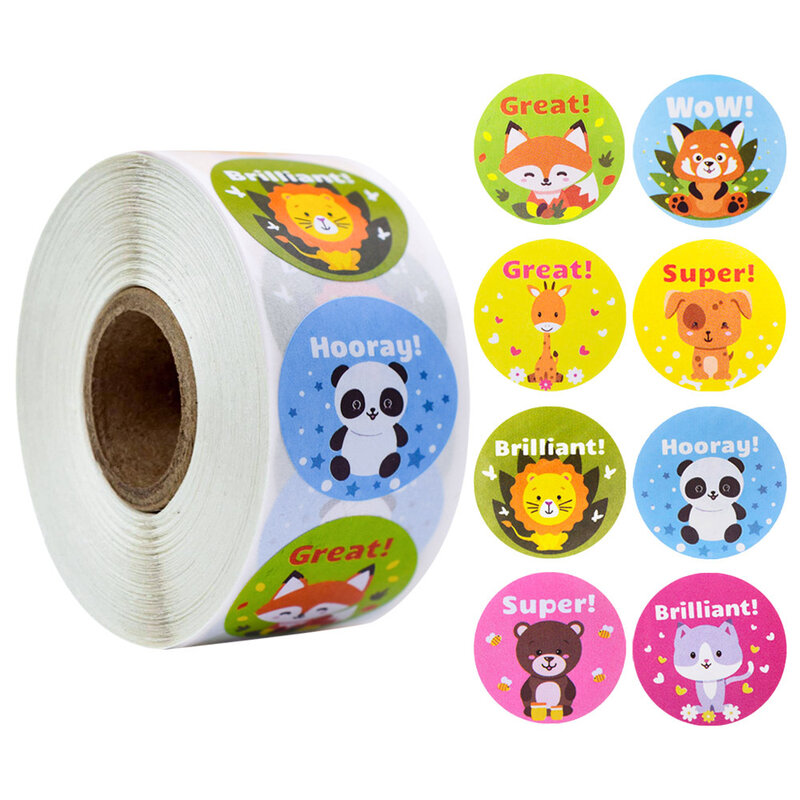 Giocattoli per bambini arrotolati adesivi adesivi adesivi per Scrapbooking adesivi per animali dei cartoni animati adesivi per giocattoli per bambini rotolo di cancelleria