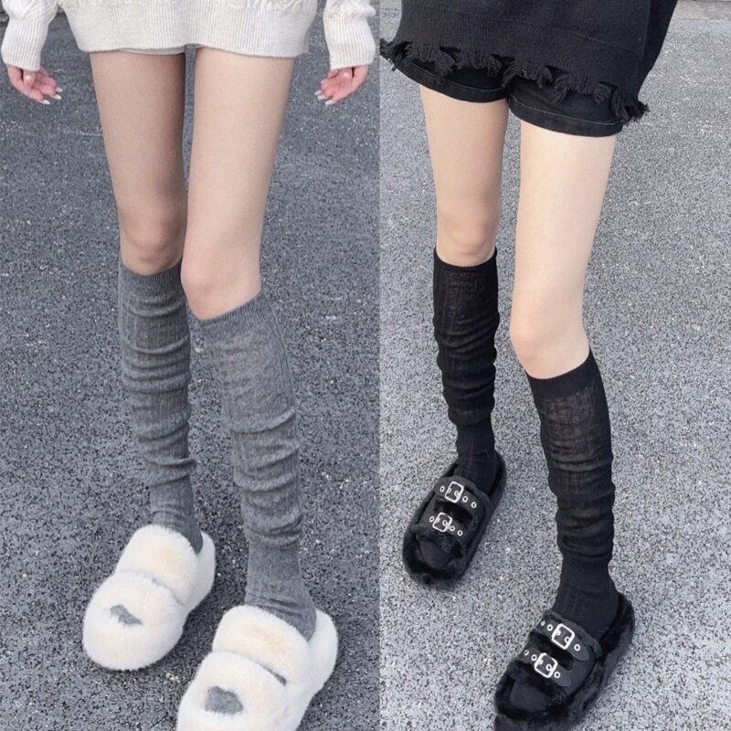 1 Pair Four Season Pile Up Socks Women Solid Color Stackable Socks Legwears 37JB