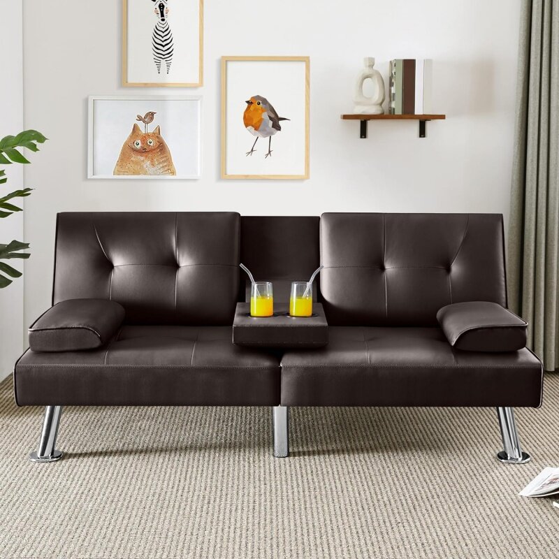 Yaheetech divano convertibile divano regolabile Sleeper Modern Faux Leather Home divanetto reversibile, braccioli rimovibili, 3 angoli,