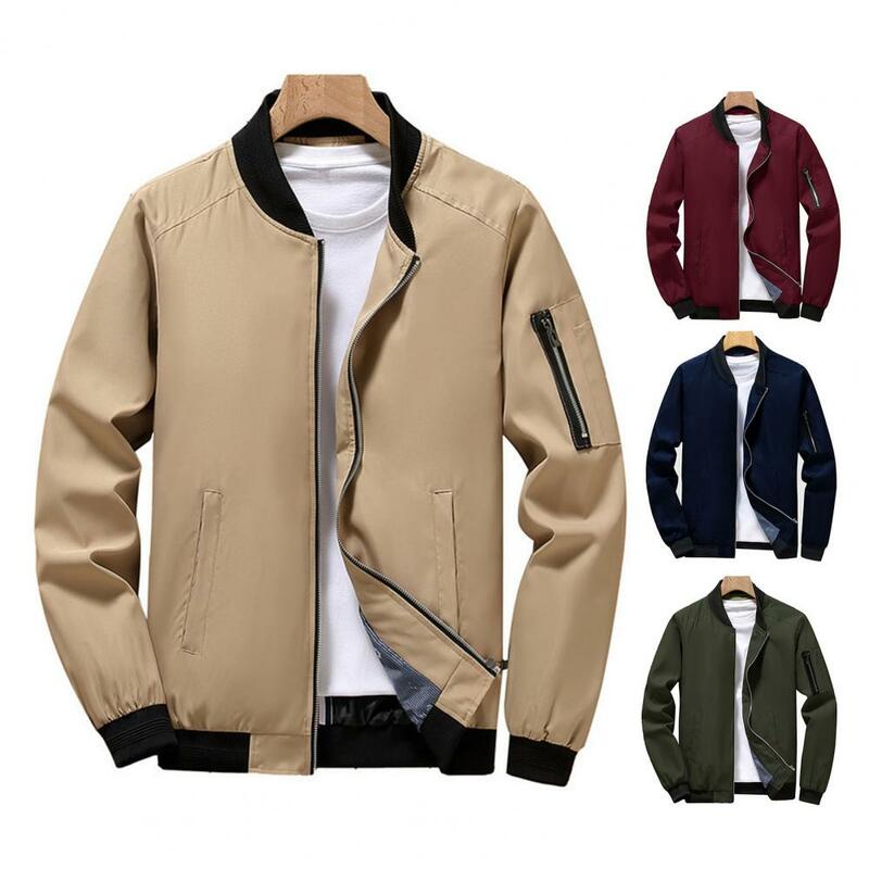 남성용 세련된 겨울 재킷, 스탠드 칼라 포켓, 슬림핏 비즈니스 캐주얼 아우터, 가을 겨울
