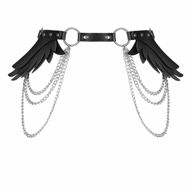 Angel Wings imbracatura per il corpo da donna taglia regolabile cintura Goth accessori per catena del corpo cintura per le gambe per Halloween Rave